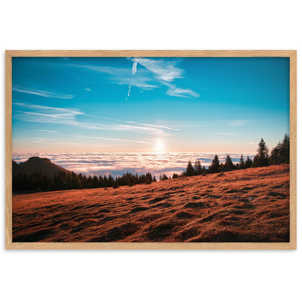 Sonnenaufgang über den Wolken Gerahmtes Poster