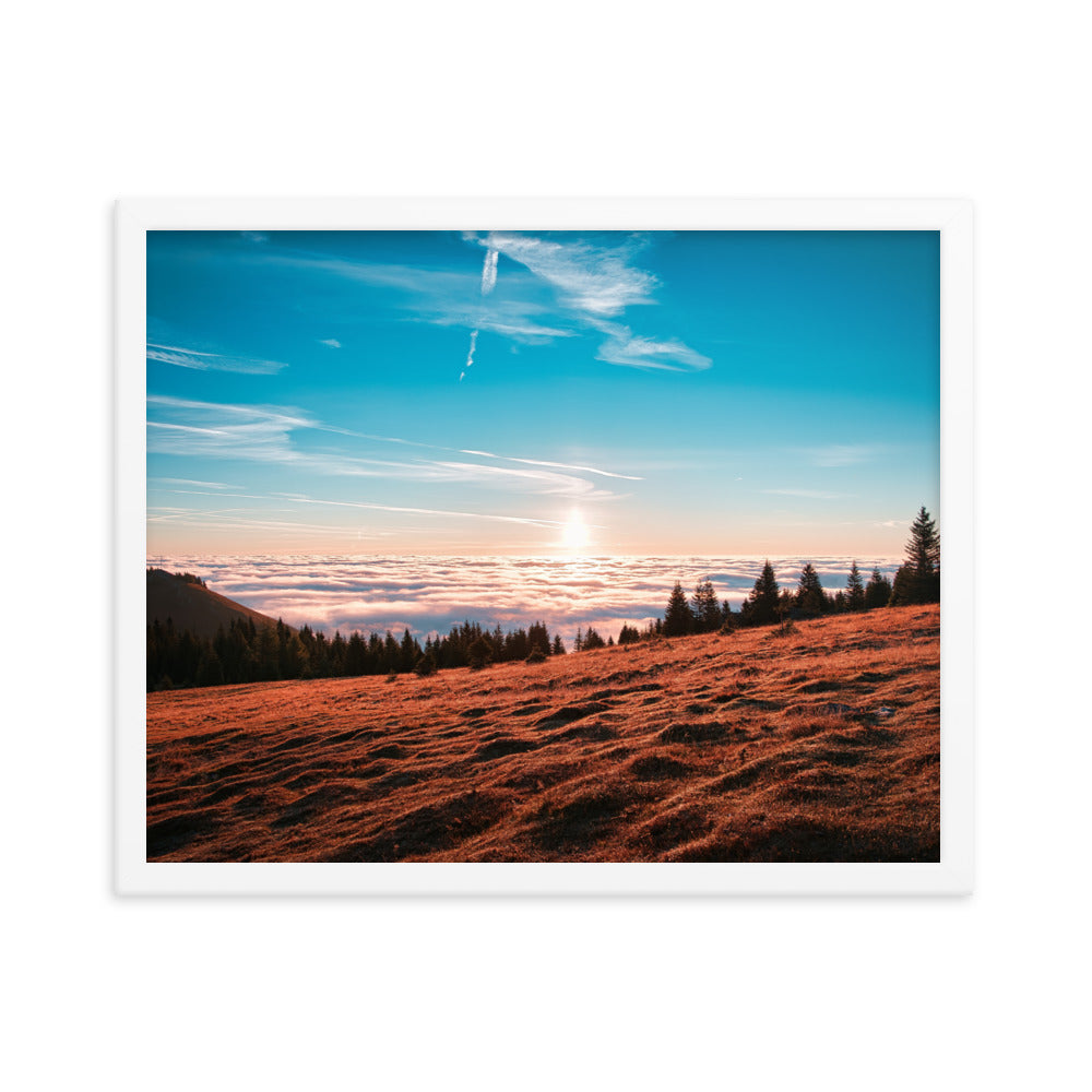 Sonnenaufgang über den Wolken Gerahmtes Poster